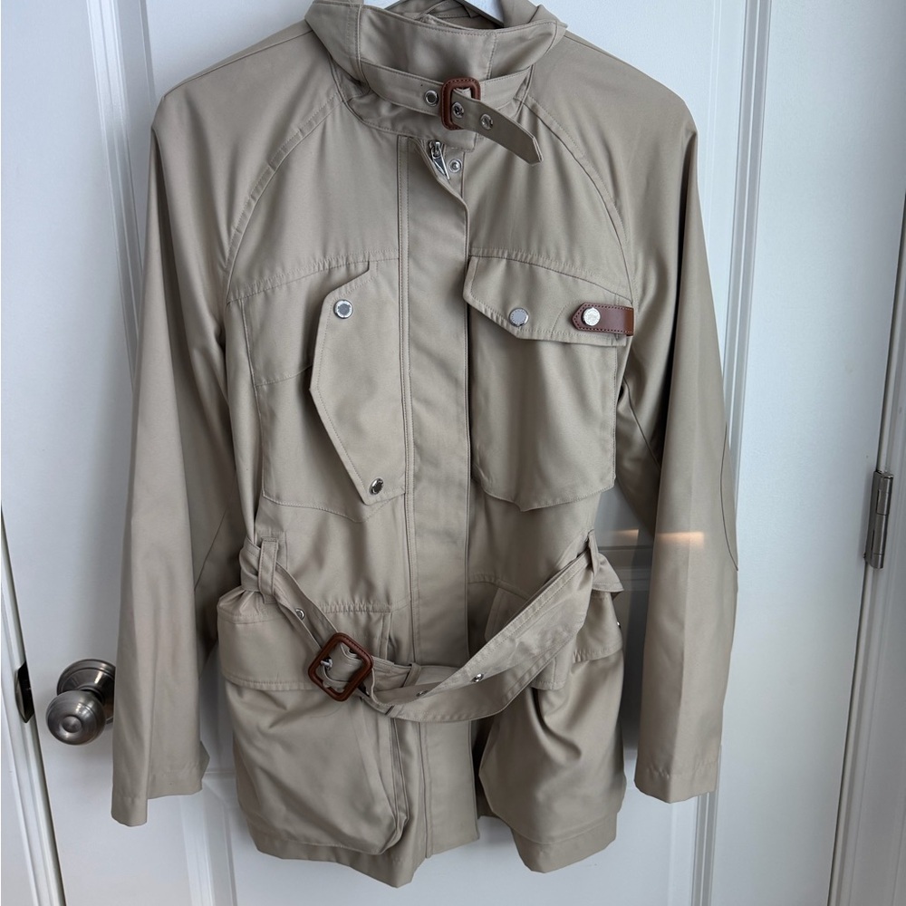 Beige Belted trench Jacket